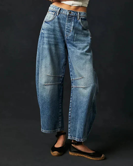 Pantalon à jambe large taille moyenne pour femme