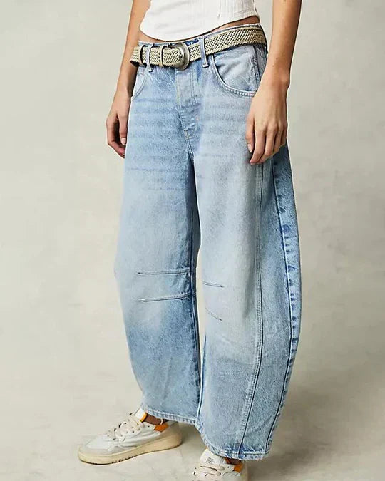 Pantalon à jambe large taille moyenne pour femme