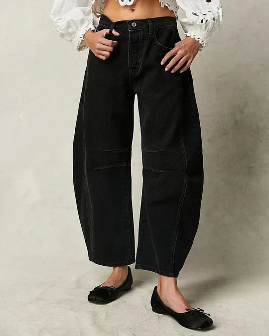 Pantalon à jambe large taille moyenne pour femme