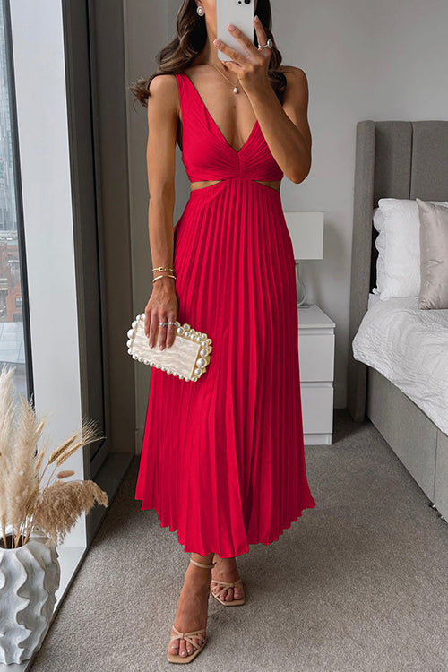 Vestido midi plisado elegante para mujer para ceremonias y ocasiones especiales