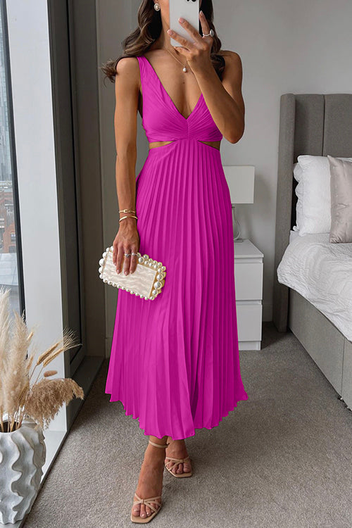 Vestido midi plisado elegante para mujer para ceremonias y ocasiones especiales