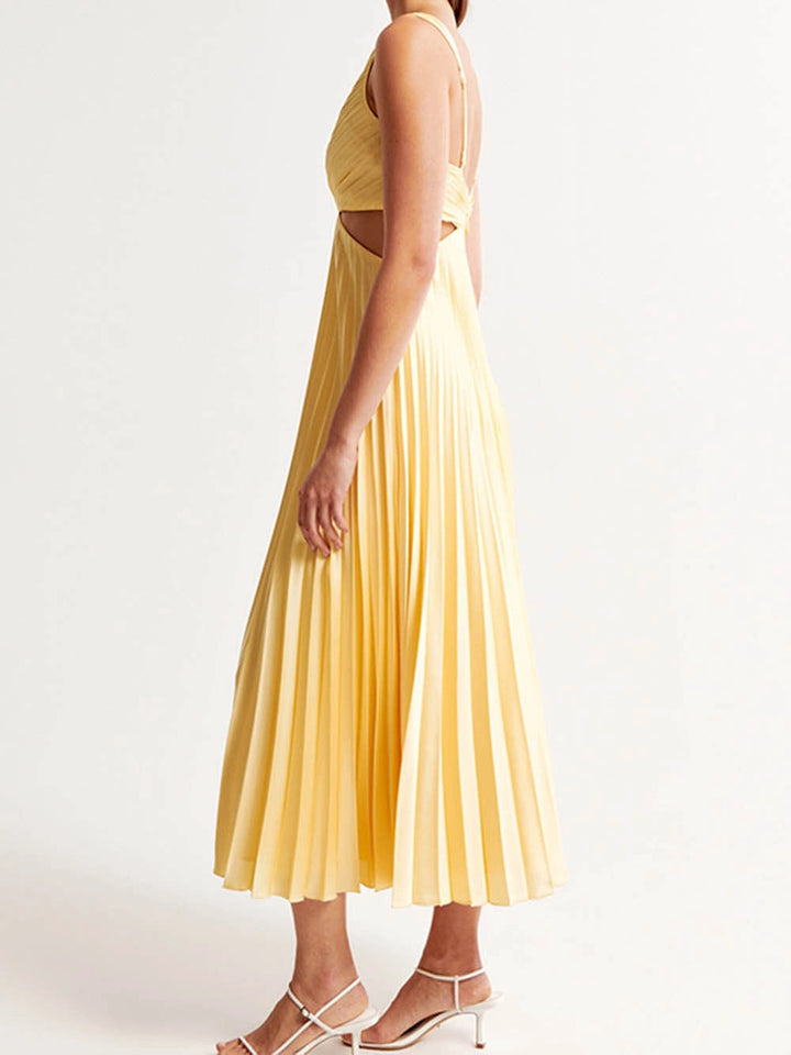 Vestido midi plisado elegante para mujer para ceremonias y ocasiones especiales