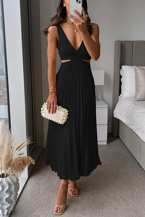 Vestido midi plisado elegante para mujer para ceremonias y ocasiones especiales