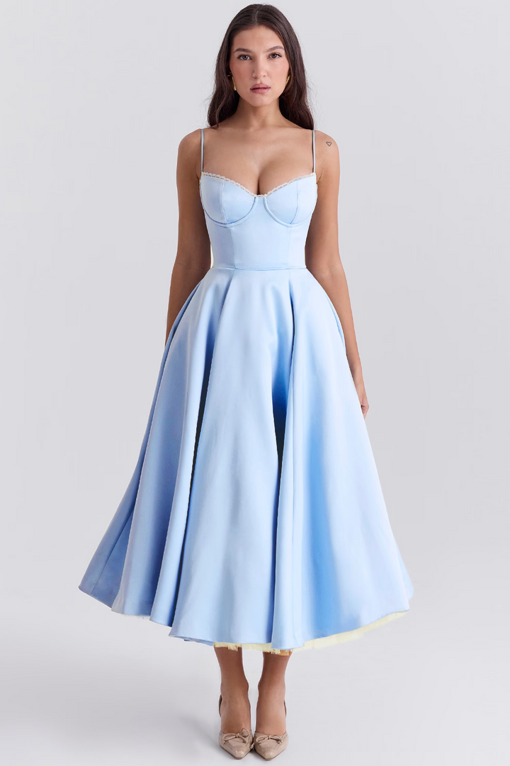 Elegante vestido de fiesta midi para mujer para ceremonias y eventos especiales