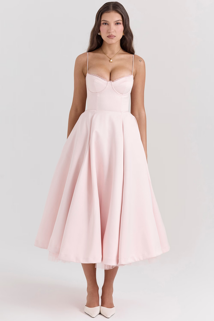 Elegante vestido de fiesta midi para mujer para ceremonias y eventos especiales