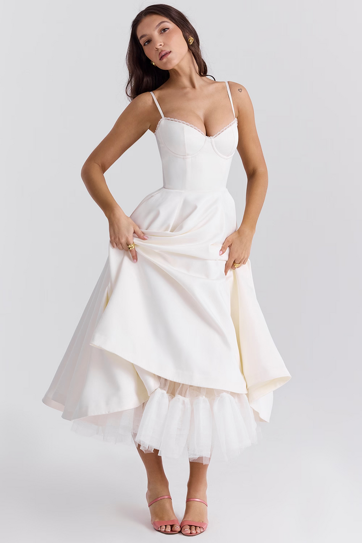 Elegante vestido de fiesta midi para mujer para ceremonias y eventos especiales