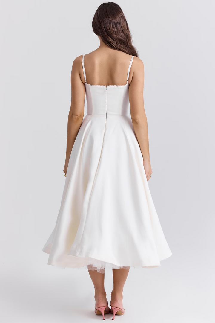 Elegante vestido de fiesta midi para mujer para ceremonias y eventos especiales