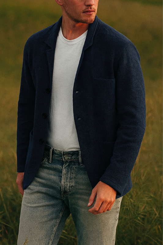 Blazer casual de hombre en tejido de alta calidad – elegante y versátil para ocasiones semi-formales y tiempo libre
