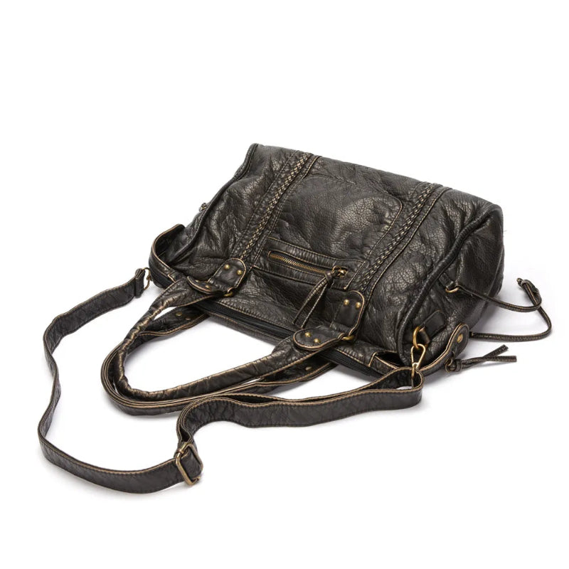 Borsa da Donna Elegante in Pelle Nera con Tracolla e Scomparti Interni 7