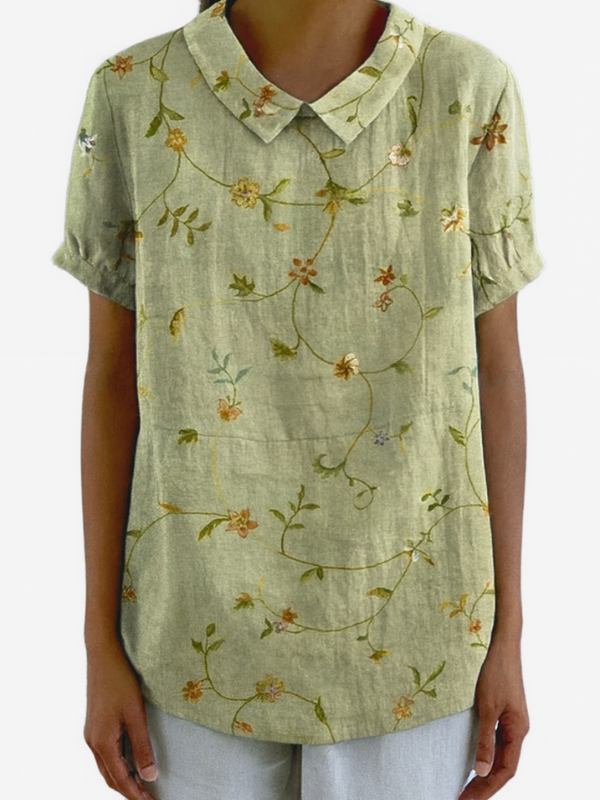 Blusa Floral de Mujer con Mangas Cortas
