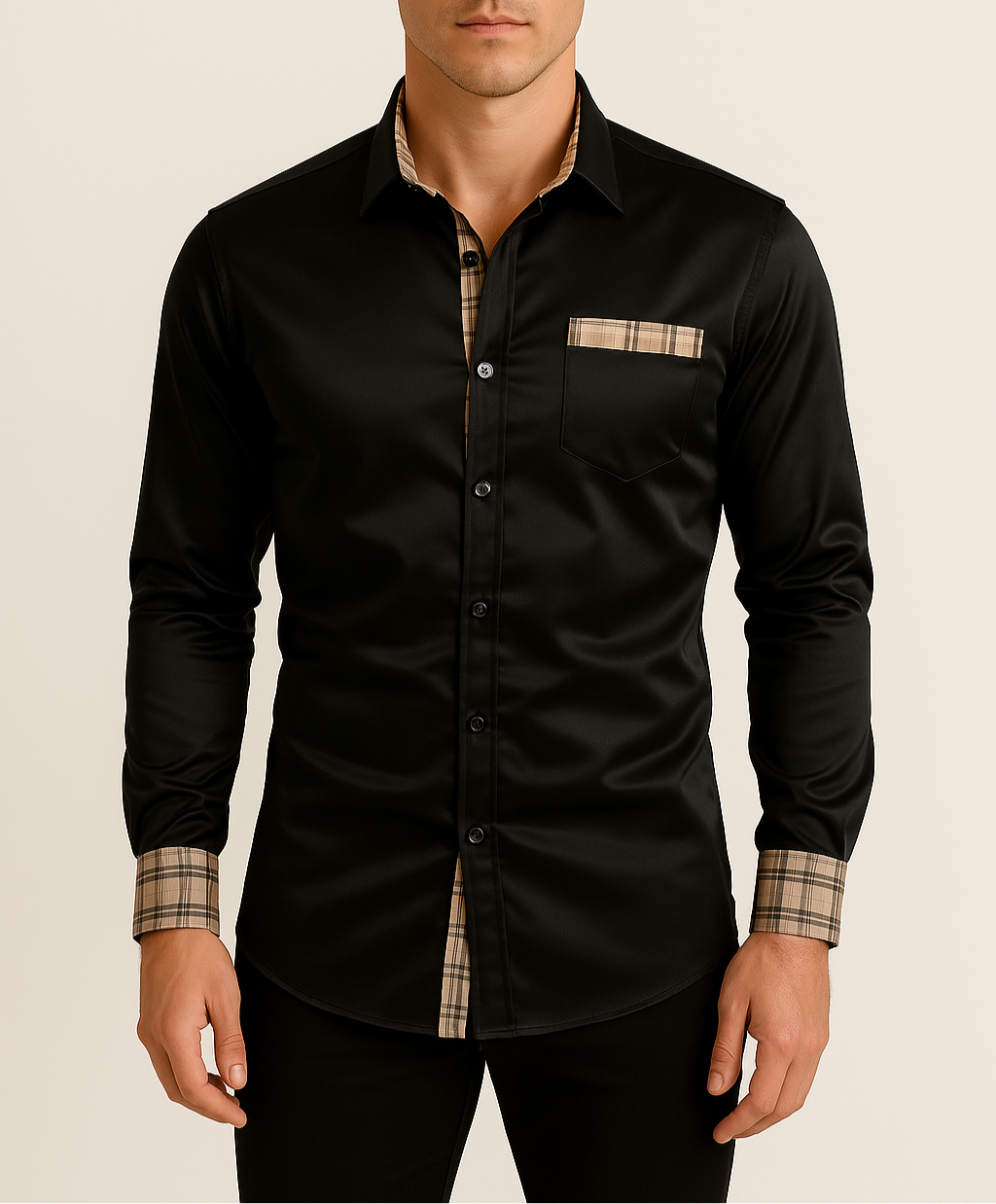 Camisa casual versátil de manga larga para hombre