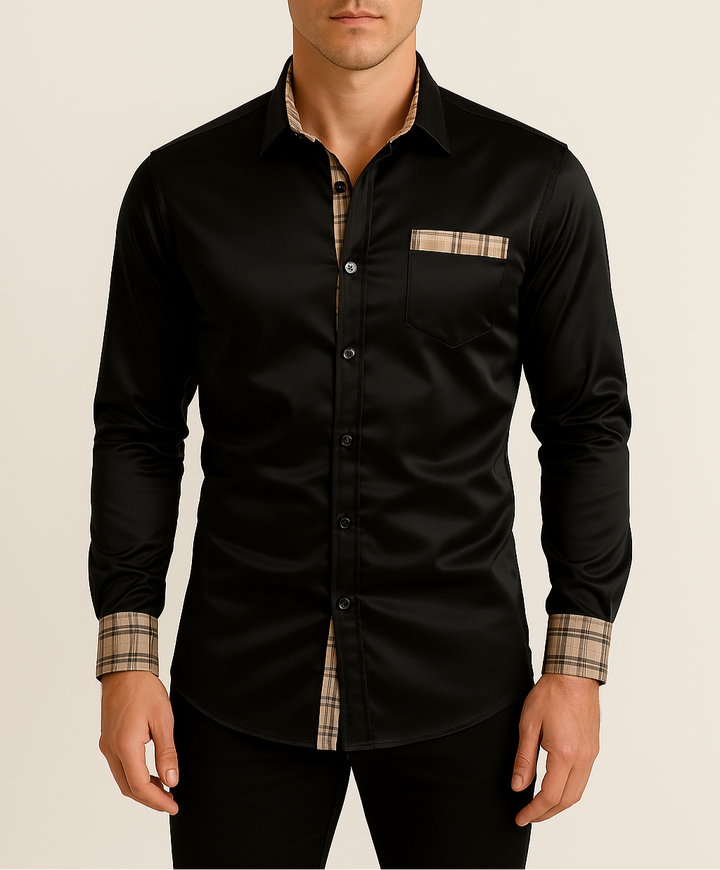 Camisa casual versátil de manga larga para hombre