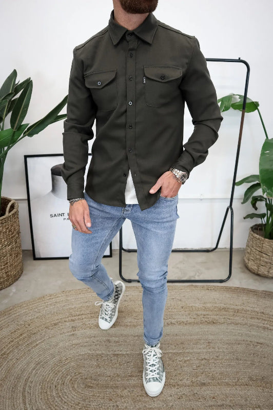 Camicia da Uomo con Bottoni e Tasche Frontali - Stile Casual e Versatile 4