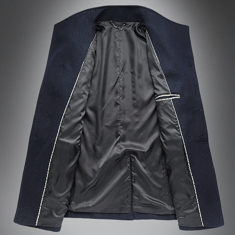 Manteau d'hiver classique à simple boutonnage pour homme en laine