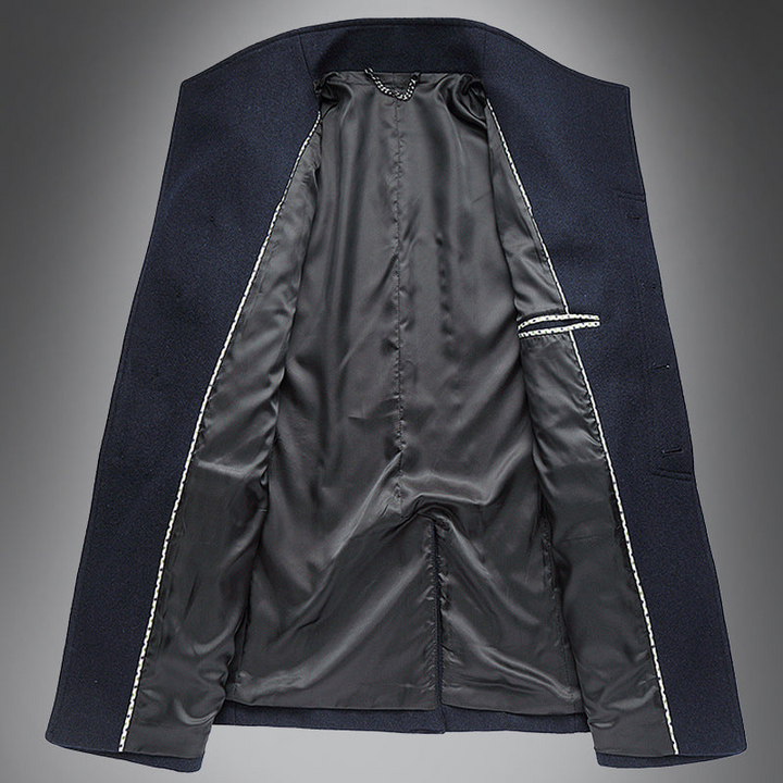 Manteau d'hiver classique à simple boutonnage pour homme en laine
