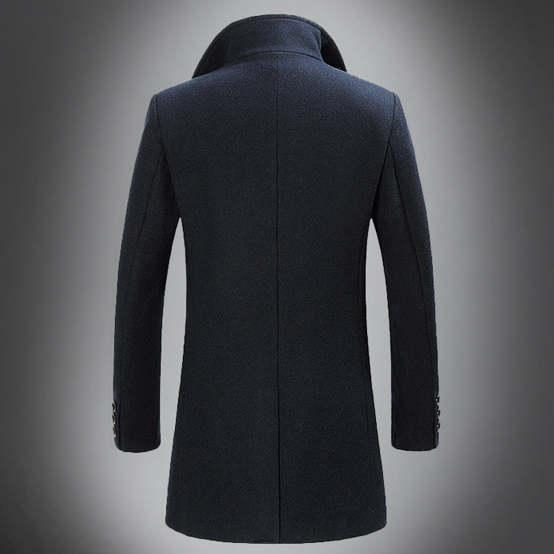 Manteau d'hiver classique à simple boutonnage pour homme en laine