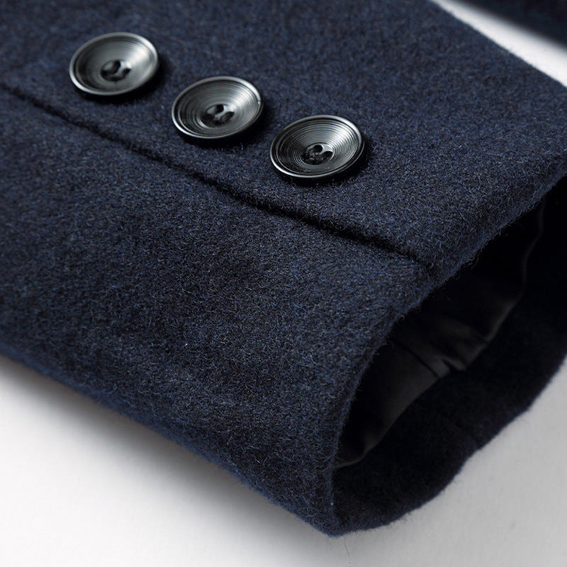 Manteau d'hiver classique à simple boutonnage pour homme en laine