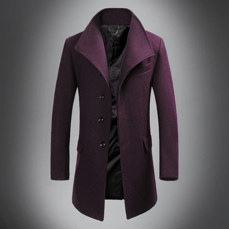 Manteau d'hiver classique à simple boutonnage pour homme en laine