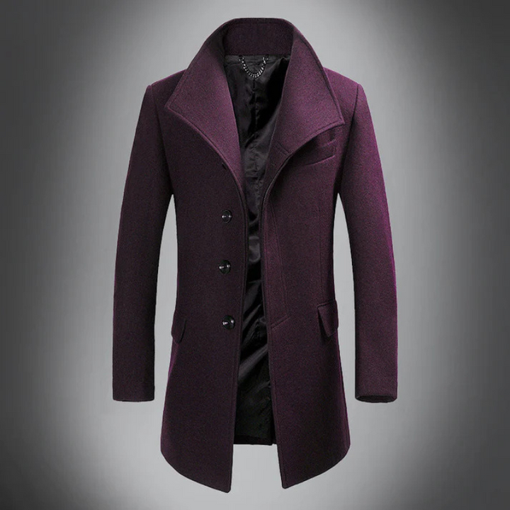 Manteau d'hiver classique à simple boutonnage pour homme en laine