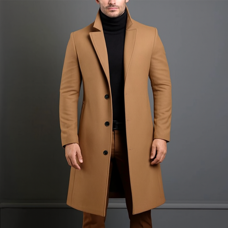 Abrigo de hombre invernal elegante y cálido de lana, estilo clásico para otoño e invierno