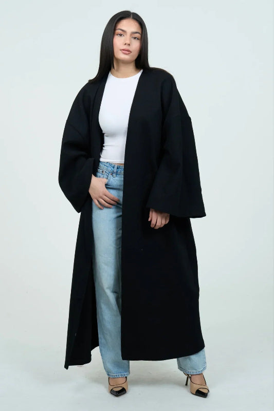 Cappotto Lungo Donna Elegante con Maniche Larghe per Occasioni di Lavoro e Tempo Libero 3