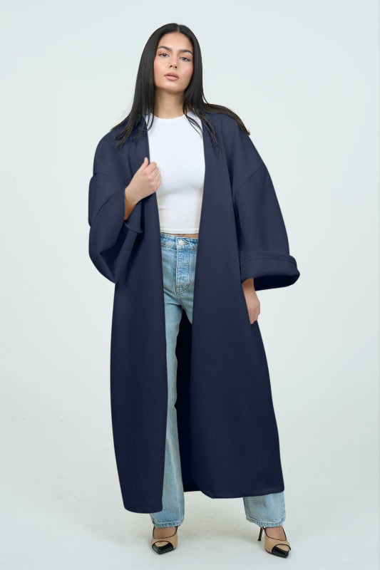 Cappotto Lungo Donna Elegante con Maniche Larghe per Occasioni di Lavoro e Tempo Libero 8