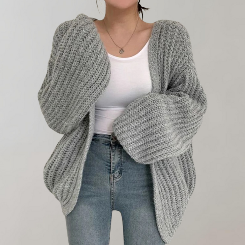 Cardigan Donna in Maglia Spessa con Design Testurizzato e Vestibilità Ampia