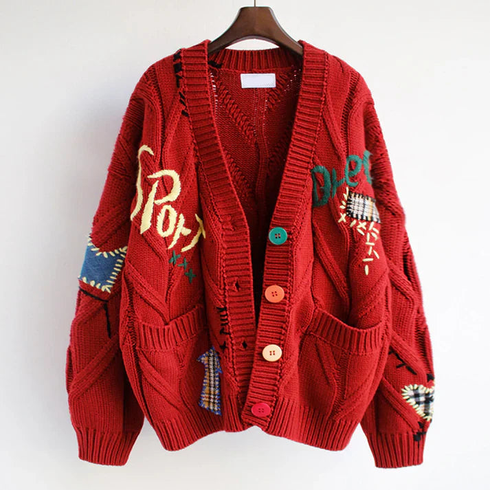 Cardigan Lungo Donna Elegante con Dettagli Patchwork - Stile Versatile per Ogni Occasione 2