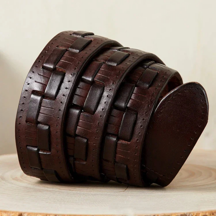 Cintura de piel unisex con hebilla de latón estilo elegante