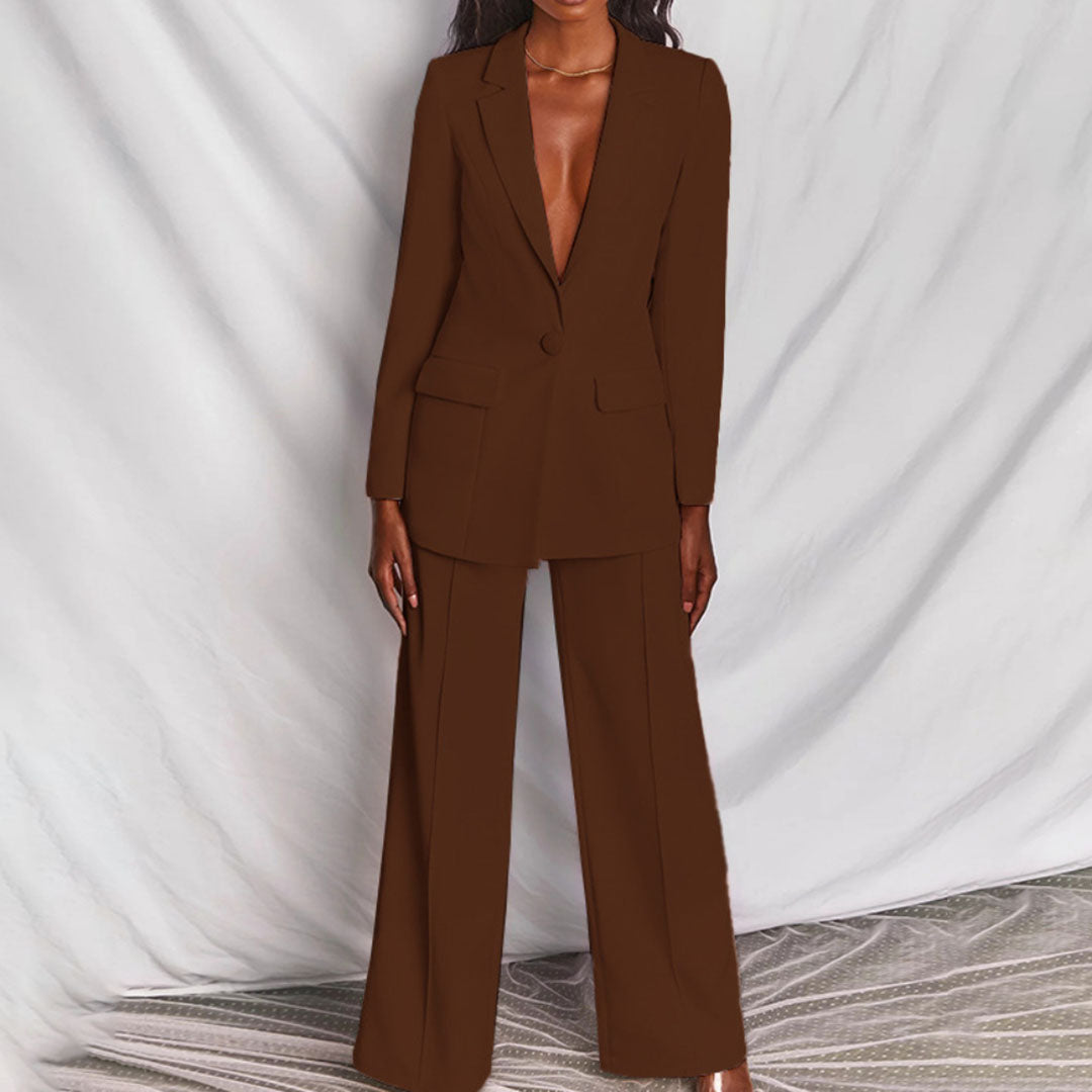 Ensemble Femme Élégant Veste et Pantalon pour Occasions Formelles et Informelles