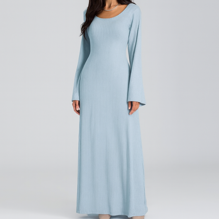 Elegante vestido maxi con mangas largas para ocasiones especiales