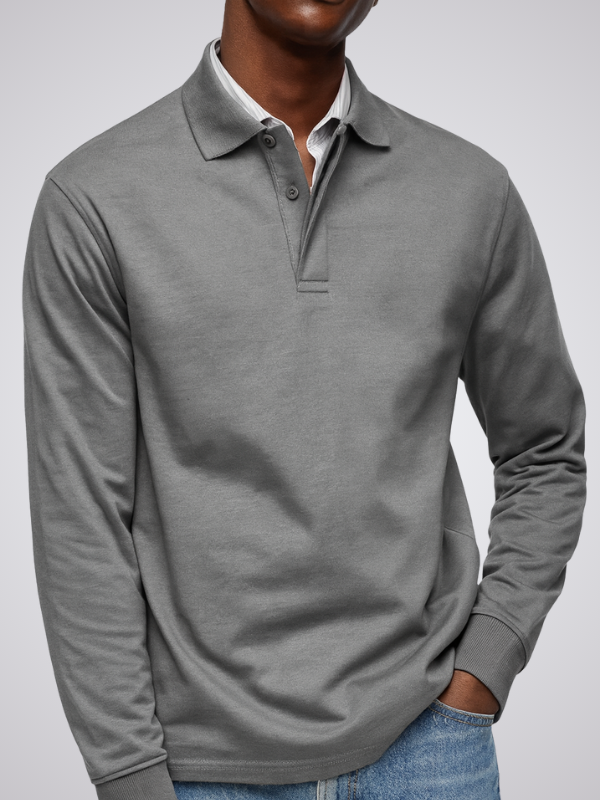 Polo elegante de hombre de manga larga, adecuado para la oficina y el tiempo libre