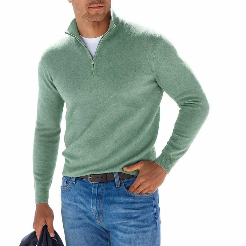Sudadera para hombre de manga larga con media cremallera - Suéter casual para conjuntos modernos