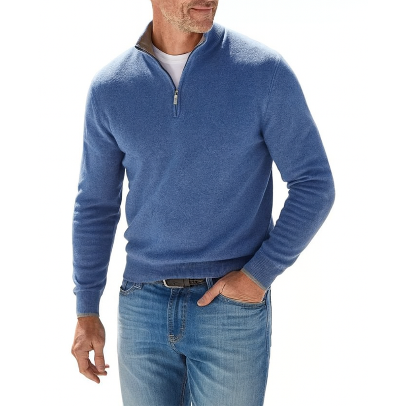 Sudadera para hombre de manga larga con media cremallera - Suéter casual para conjuntos modernos