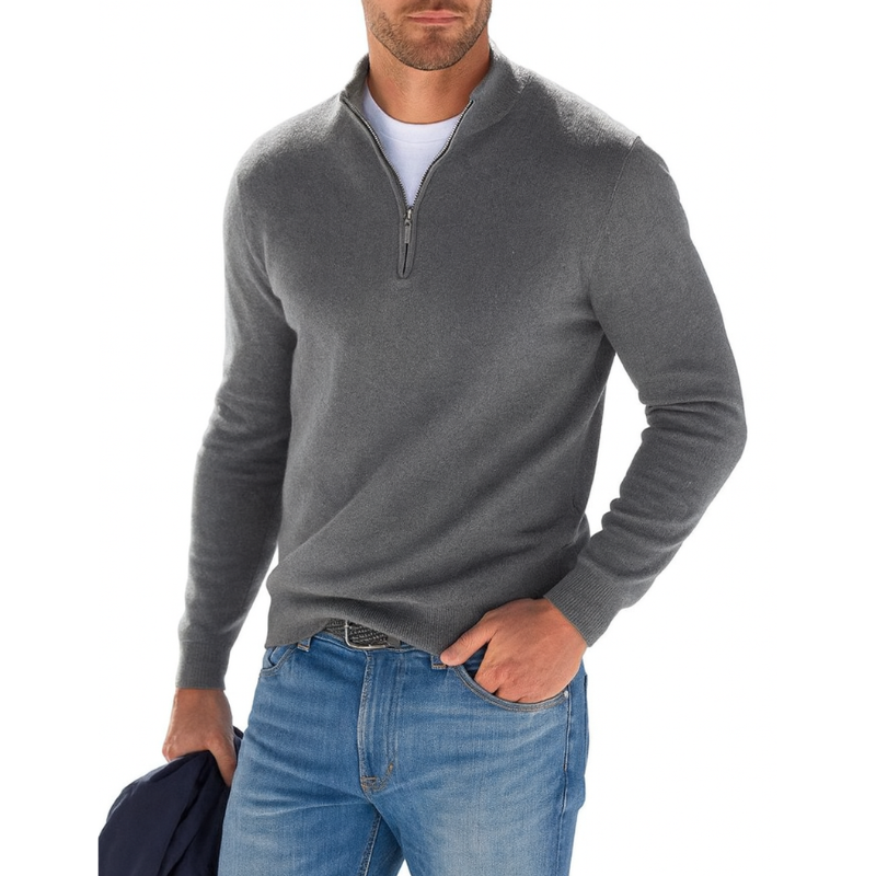 Sudadera para hombre de manga larga con media cremallera - Suéter casual para conjuntos modernos