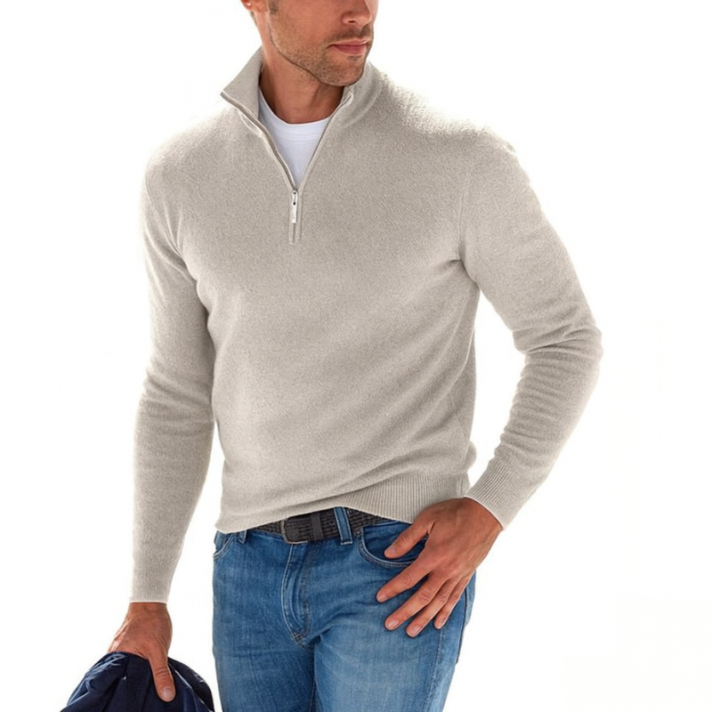 Sudadera para hombre de manga larga con media cremallera - Suéter casual para conjuntos modernos