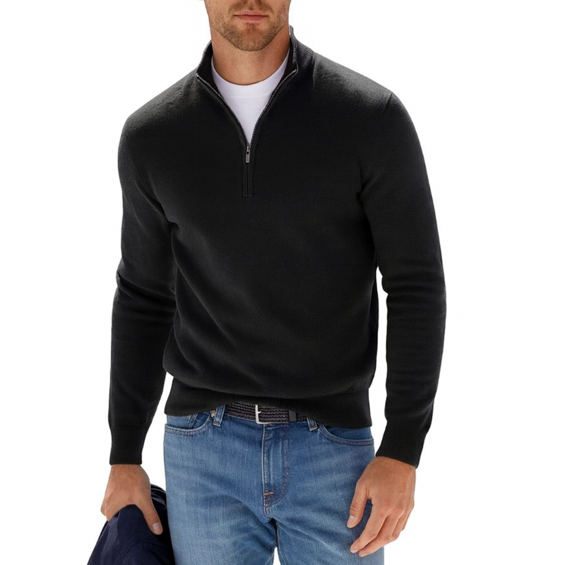 Sudadera para hombre de manga larga con media cremallera - Suéter casual para conjuntos modernos