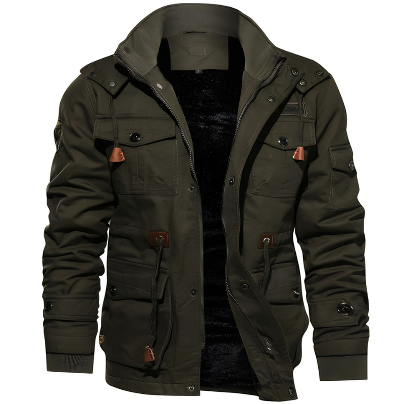 Chaqueta Militar Hombre con Forro de Forro Polar y Múltiples Bolsillos – Perfecta para Actividades al Aire Libre y Diarias