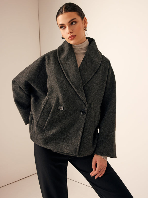 Giacca Donna Oversize Doppio Petto con Tasche Laterali in Toni Neutri 5