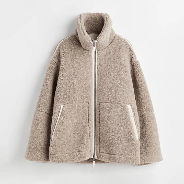 Giacca Invernale Donna in Lambswool con Collo Rialzato e Cerniera – Comfort e Stile Casual, Maniche Lunghe, Vari Colori Disponibili 0