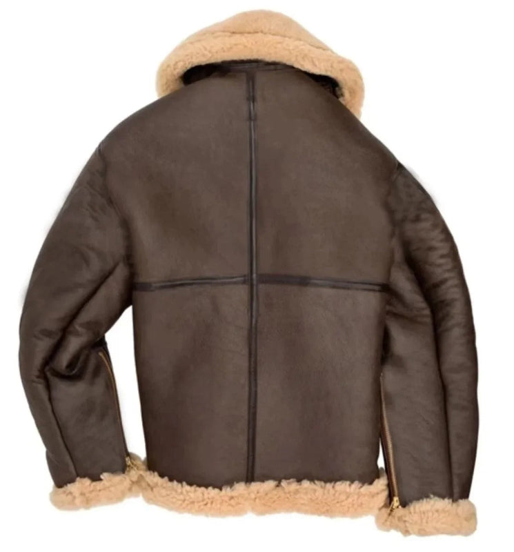 Giubbotti da Aviatore in Vera Pelle di Pecora con Colletto RAF e Maniche con Cerniera – Nero, Comfort e Stile Unici 3