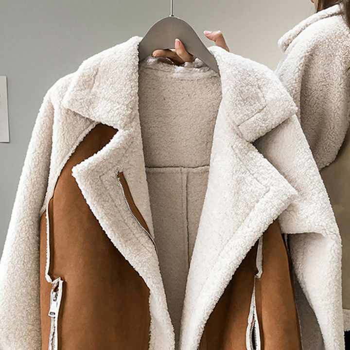 Giubbotto da Donna Aviatore Oversize Chic in Beige e Marrone 2