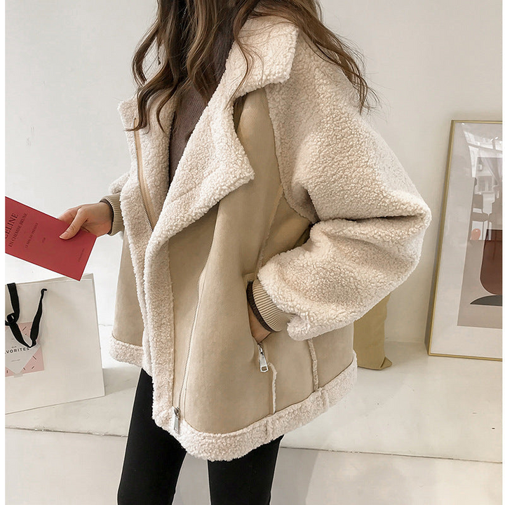 Giubbotto da Donna Aviatore Oversize Chic in Beige e Marrone 3
