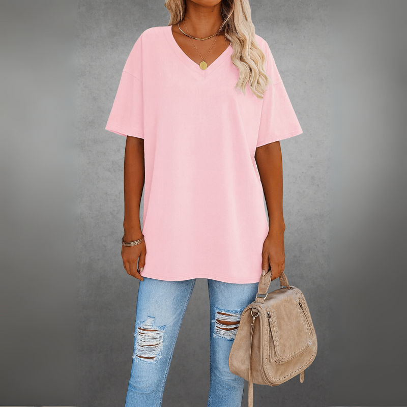 Camiseta Oversize con Escote en V para Mujer