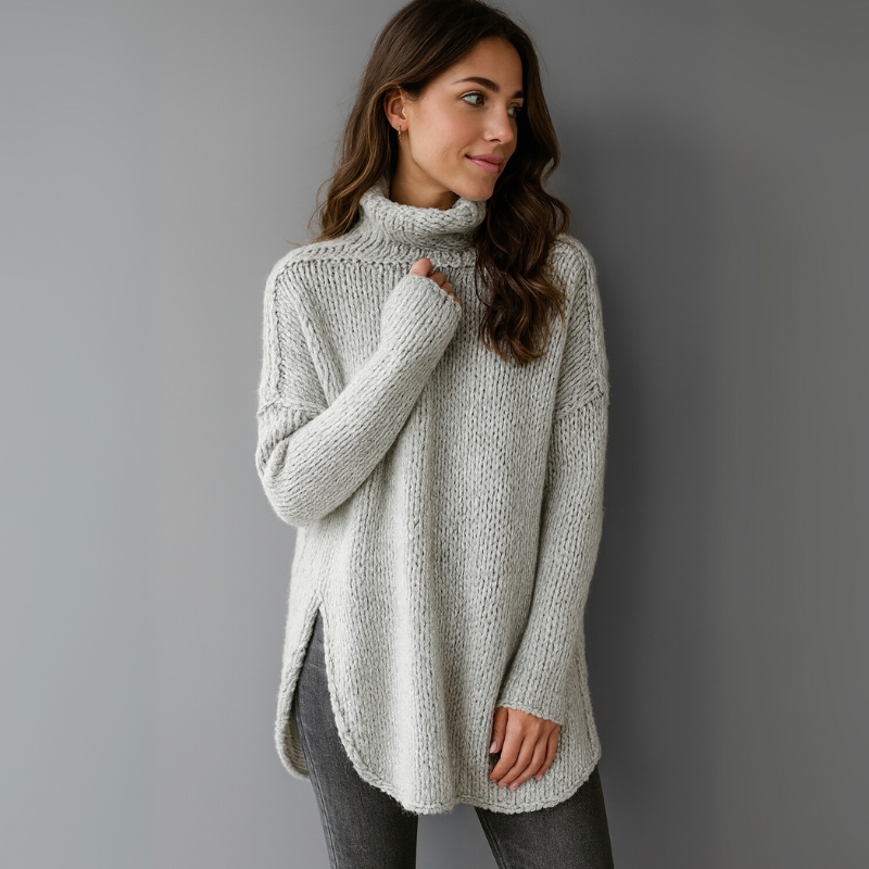 Suéter Oversize de Mujer con Cuello Alto para el Invierno
