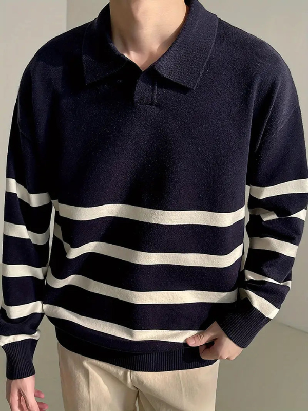 Suéter de Hombre a Rayas con Diseño Clásico y Ajuste Regular