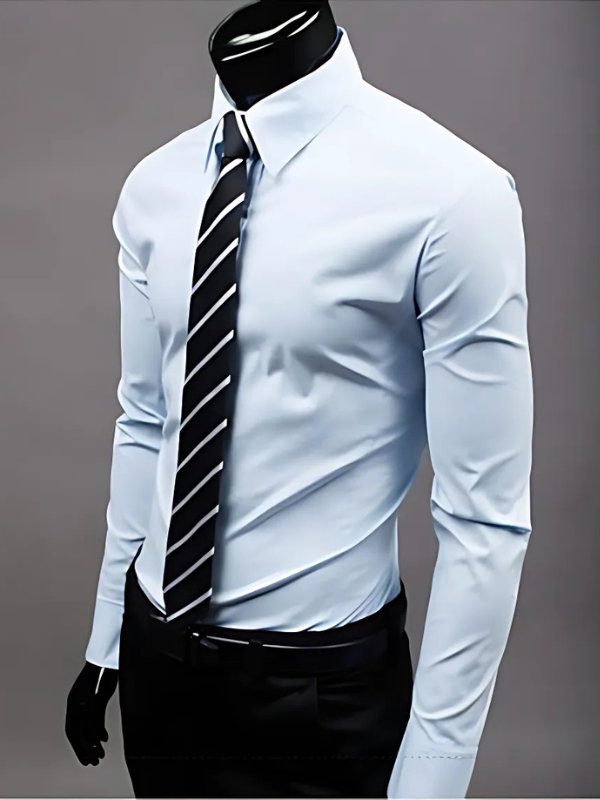 Chemise homme élégante manches longues ajustée avec boutons