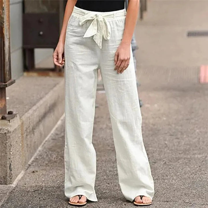 Pantalones anchos casuales para mujer con lazo - Pantalones modernos para uso diario