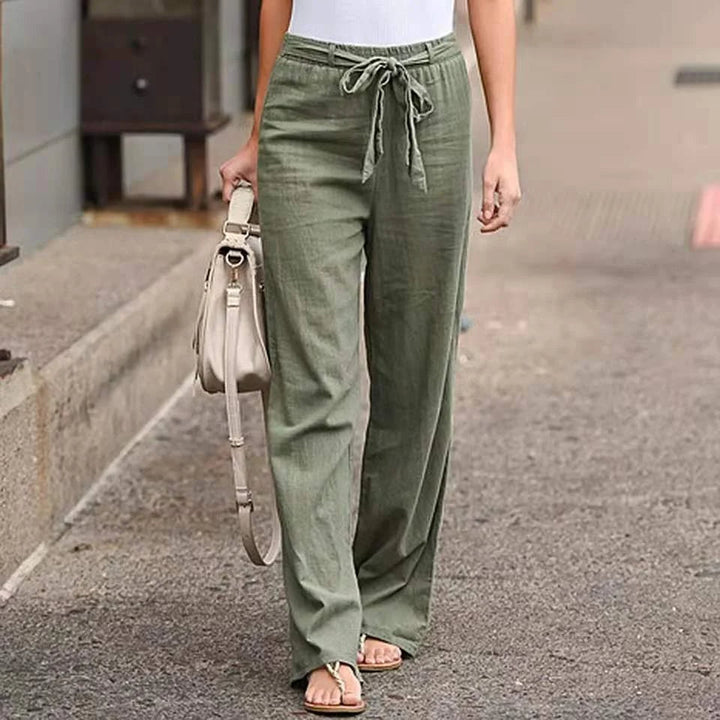 Pantalones anchos casuales para mujer con lazo - Pantalones modernos para uso diario