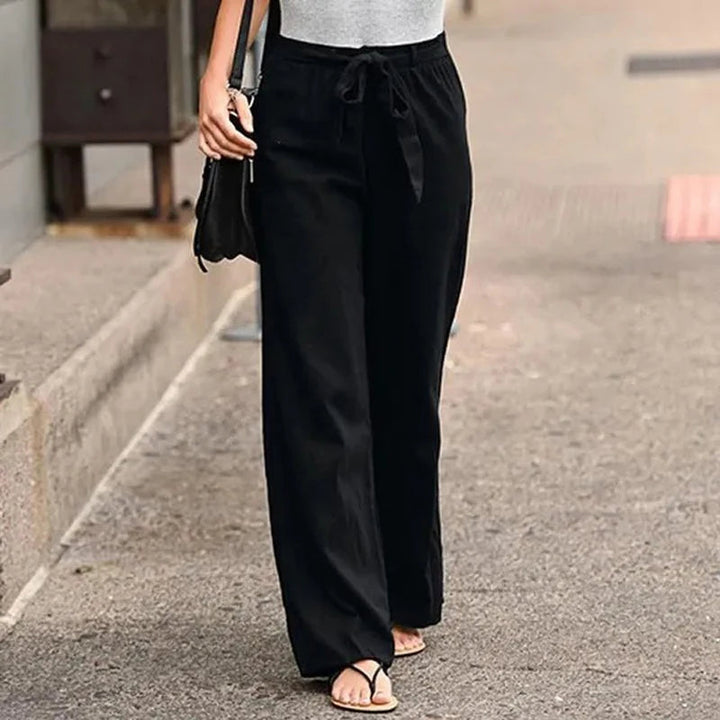 Pantalones anchos casuales para mujer con lazo - Pantalones modernos para uso diario